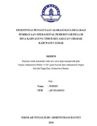 Image of Efektivitas Penggunaan Alokasi Dana Desa Bagi Pembiayaan Operasional Pemerintah Desa di Desa Kaduagung Timur Kecamatan Cibadak Kabupaten Lebak